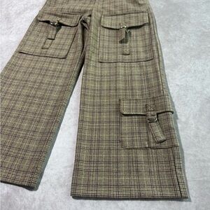 Zara Kids Plaid Cargo Joggers - Brown